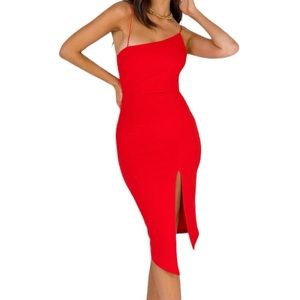 Princess Polly Red Assymetrical Dress Size 6